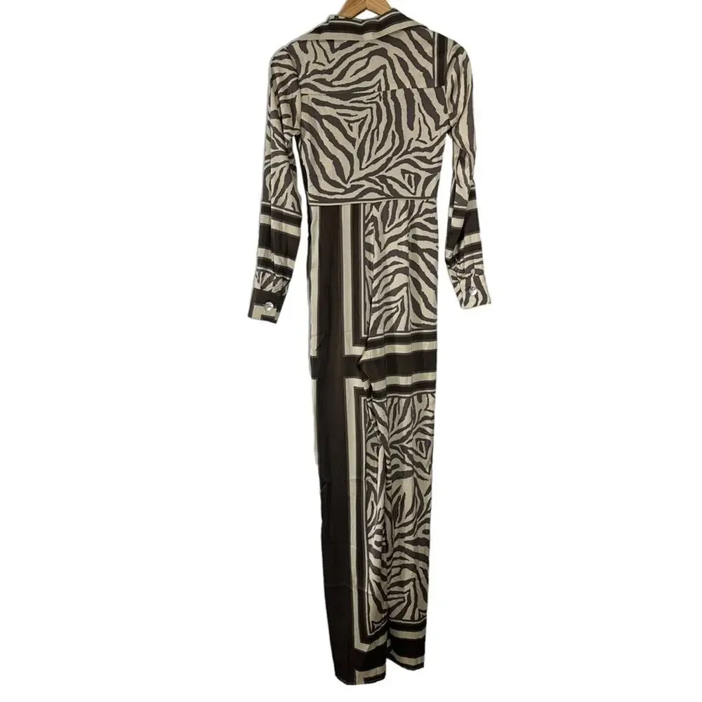 NEW Fashion Nova St. Tropez Animal Jumpsuit- Brown Combo Size XS - Picture 5 of 13